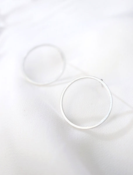 sterling silver circle hoop stud earrings