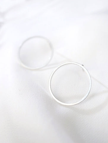 sterling silver circle hoop stud earrings