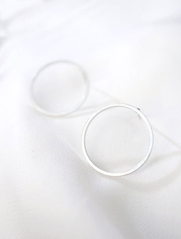 sterling silver circle hoop stud earrings