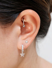 pave star charm hoops modelled