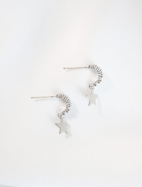 pave star charm hoops side view