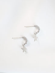 pave star charm hoops side view