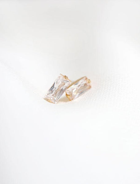 gold filled cubic zirconia baguette earrings