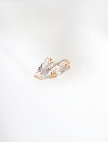 gold filled cubic zirconia baguette earrings