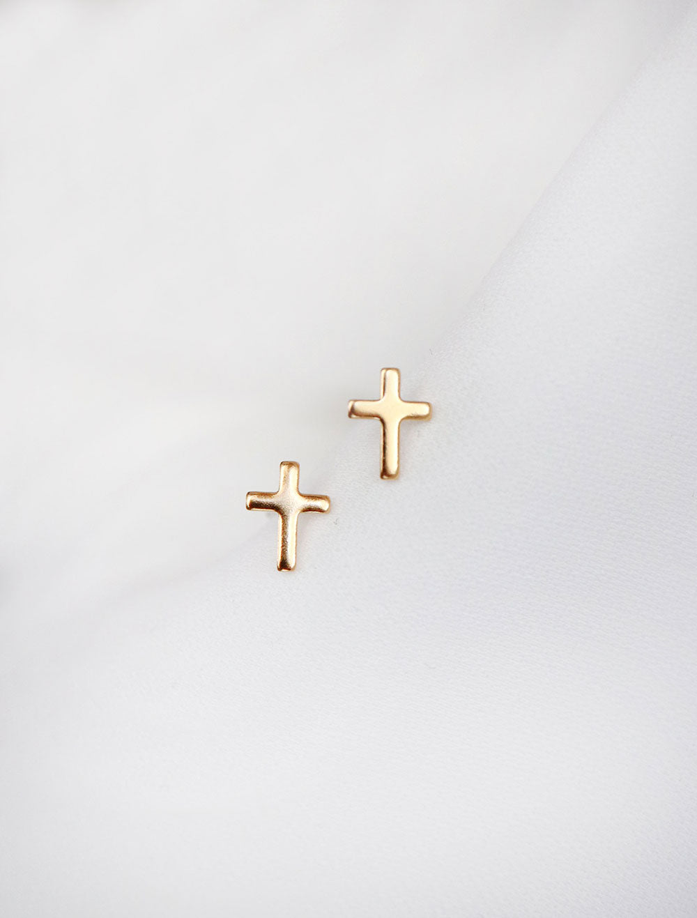 tiny gold filled cross stud earrings