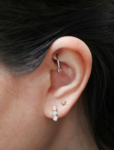 crystal triple bar earrings modelled