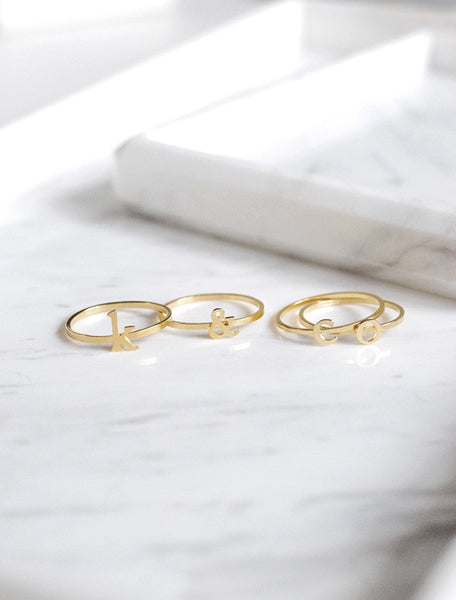 gold initial rings
