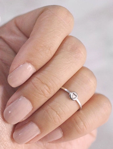 tiny silver heart midi ring