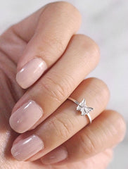 silver tiny butterfly midi ring