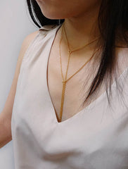 long Y drop slip necklace