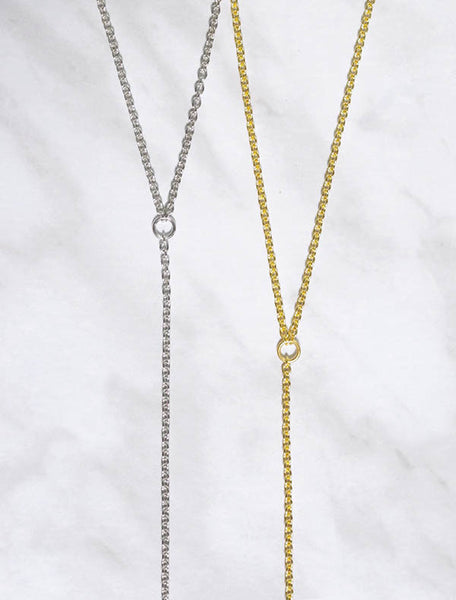 long Y drop slip necklace