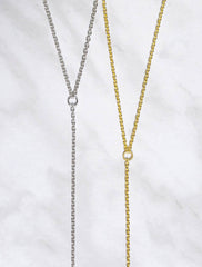 long Y drop slip necklace