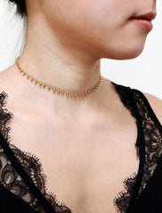 gold filled beaded chain choker modelled