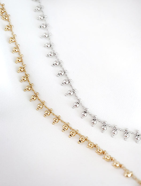 gold and silver beaded chain necklaces