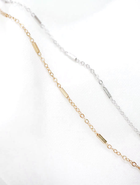 gold and silver dash chain necklaces