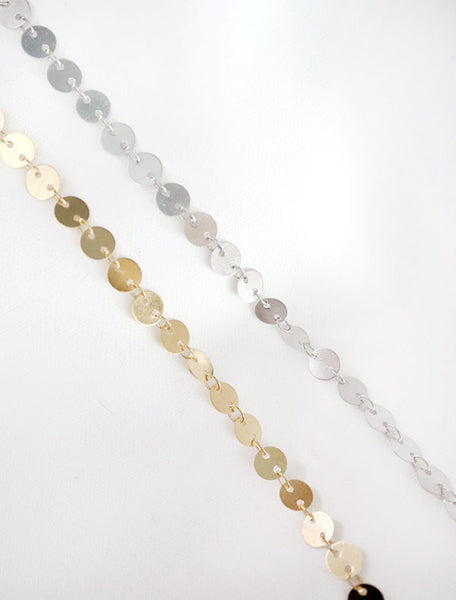 gold and silver large disc chain necklaces
