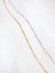 gold and silver twisted singapore chain necklace