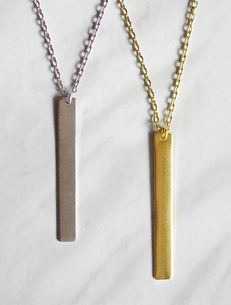 classic skinny bar necklace . vertical