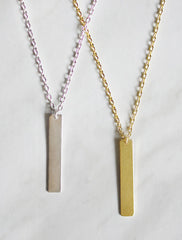 classic skinny bar necklace . vertical . short