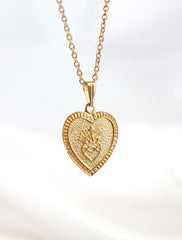 14k gold filled flaming heart necklace