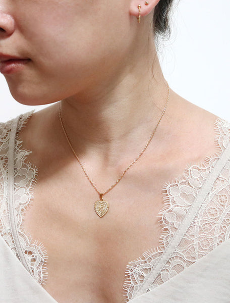 gold filled flaming heart necklace modelled