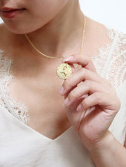 gold filled horoscope necklace modelled