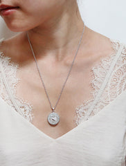 silver filled large horoscope necklace modelled