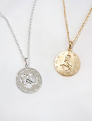 silver & gold large horoscope necklace