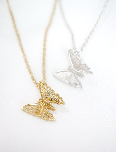 butterfly necklace gold and silver