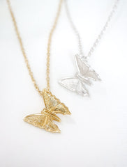 butterfly necklace gold and silver