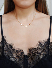 moon and stars necklace modelled