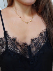 moon phase necklace modelled side view