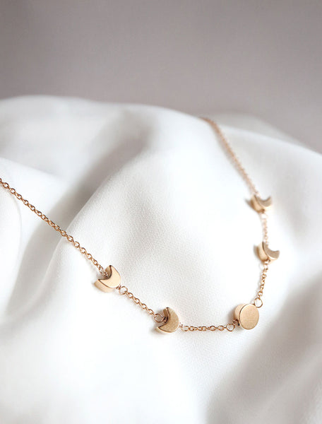 gold filled moon phase necklace
