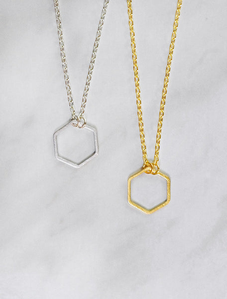 open hexagon necklace