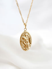 14k gold filled large st christopher pendant