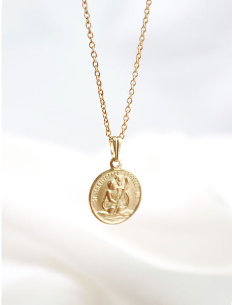 tiny gold filled st. christopher necklace