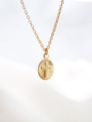 14k gold filled tiny starburst cross necklace