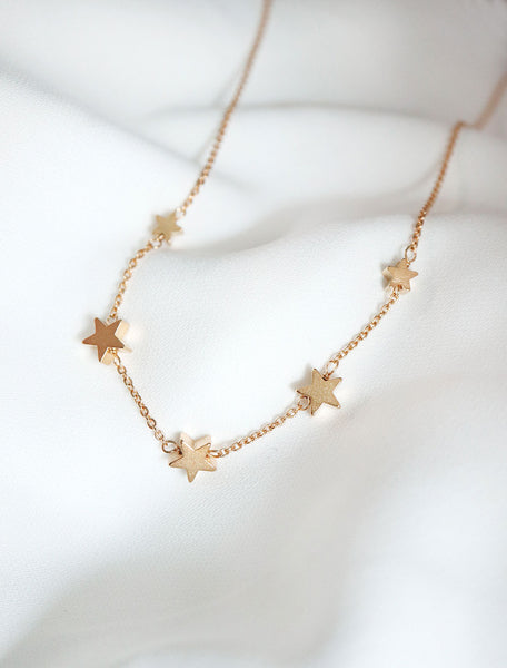 gold filled string of stars necklace