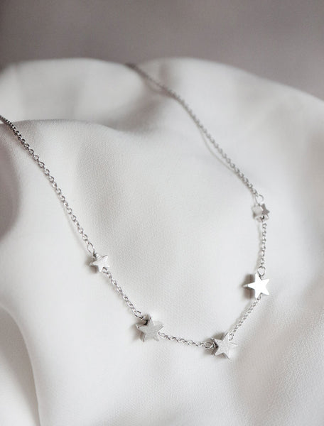 silver string of stars necklace