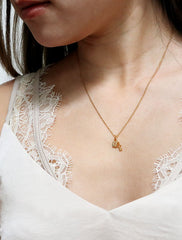 tiny lock and key necklace modelled