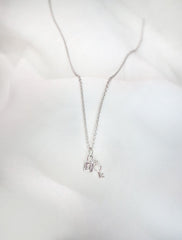 silver tiny lock and key necklace