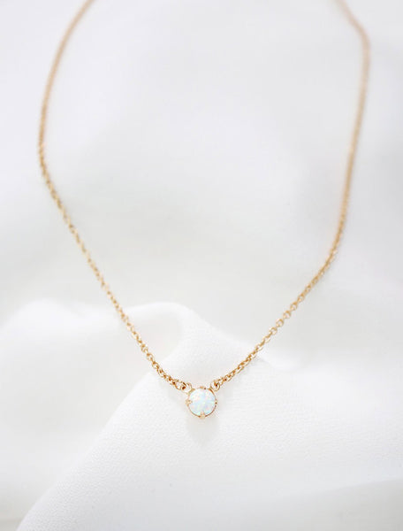 gold filled opal pendant necklace