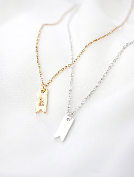 tiny ribbon tag necklace customizable