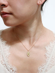 gold filled miraculous medal necklace modelled