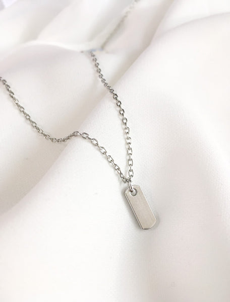 tiny initial dog tag necklace