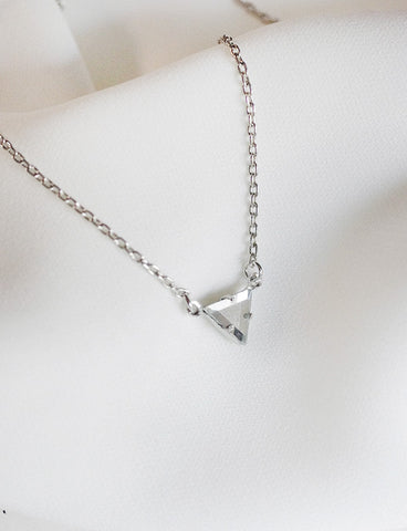 silver triangle gemstone necklace