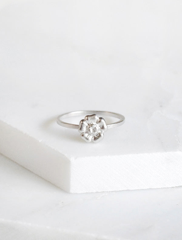silver flower stacking ring