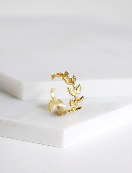 gold olive branch ring