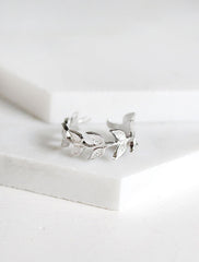 silver olive branch ring
