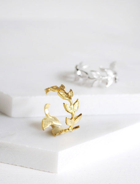gold and silver leaf rings
